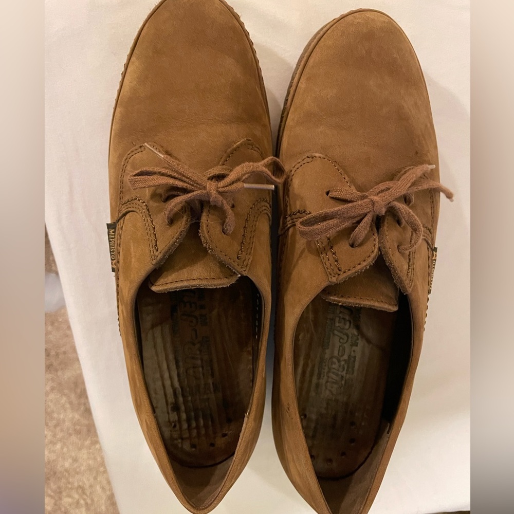 French Mephisto Air Jet Womens Shoes Brown Suede Comfort Sneaker.